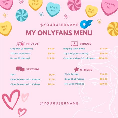 free onlyfans menu template|FREE OnlyFans Menu Template Ideas with Neat Price List